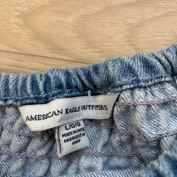 American Eagle denim off the shoulder top - Picture 2 of 10